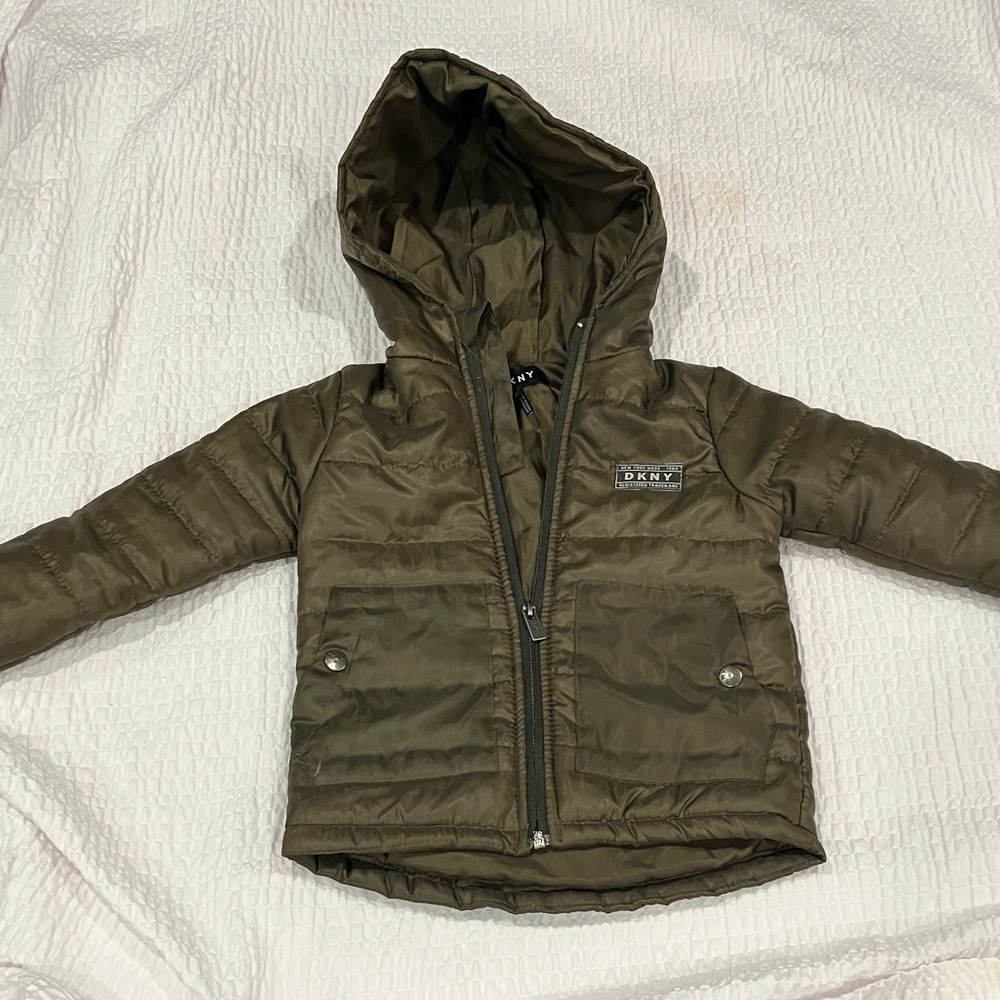 DKNY Kids Dark Green Puffer Coat